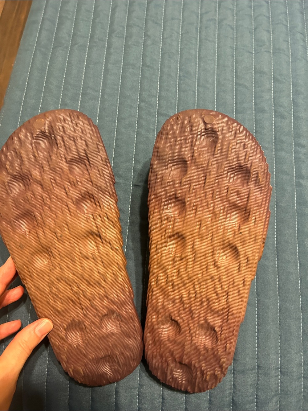 Brown Textured Slide Sandals adillette 22 - Picture 6 of 9